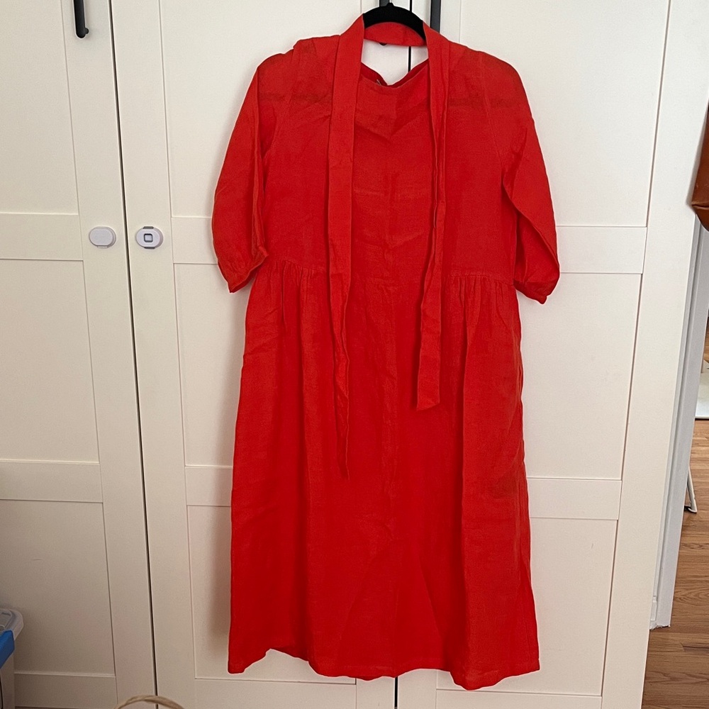 NWOT L’envers Coral Linen Dress